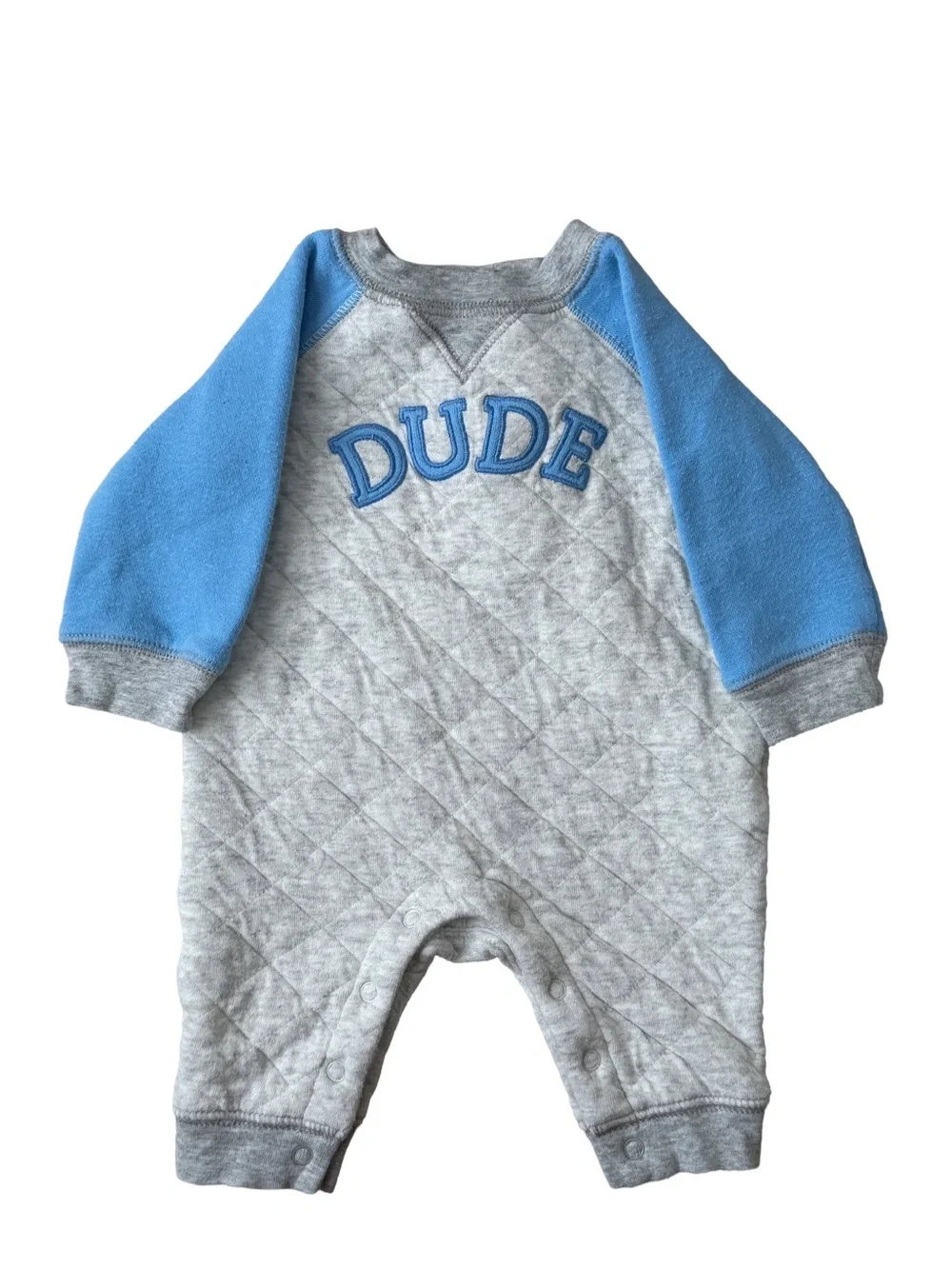 Gymboree Baby Boy 0-3M Dude Quilted Romper - DUDE - VGUC